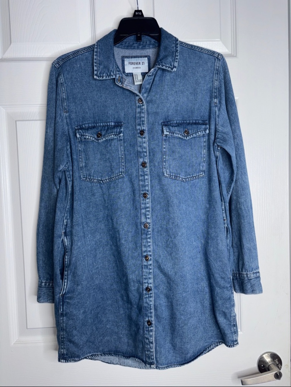 Forever 21 Blue Denim Button-Front Shirt Dress